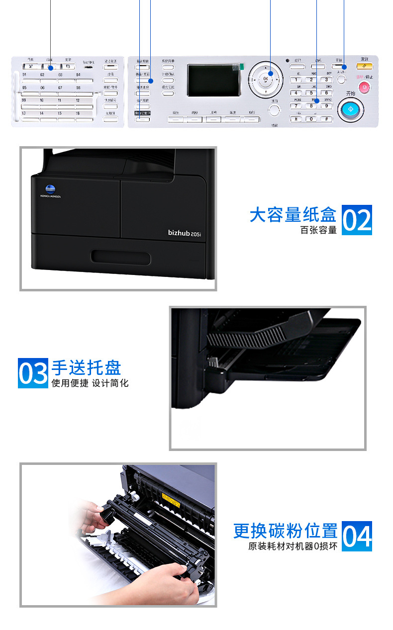 柯尼卡美能达bizhub 205i a3黑白复合机打印复印扫描多功能一体机