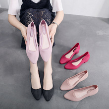 时尚韩版女鞋尖头鞋方跟粗跟职业鞋百搭舒适中低跟工作单鞋