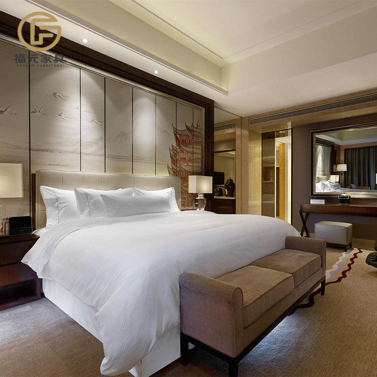 星级酒店客房宾馆成套定制标间床公寓实木床专用床酒店家具