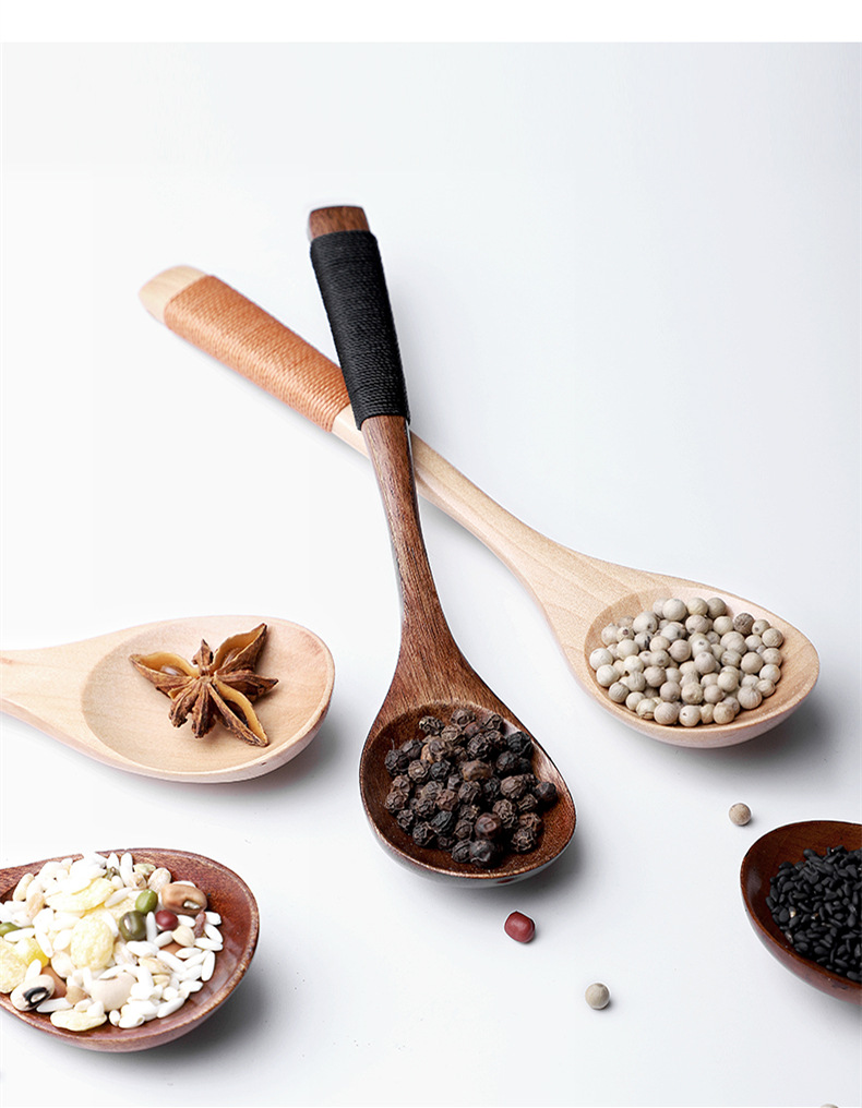 木质小木勺量勺调味勺儿童宝宝吃饭用小汤勺汤匙酒店餐厅家用调羹-阿