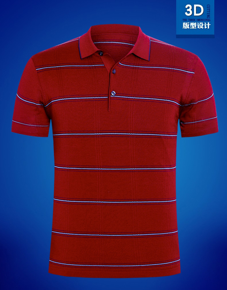 花公子夏季男士短袖t恤桑蚕丝爸爸装中老年宽松薄款冰丝polo衫簿