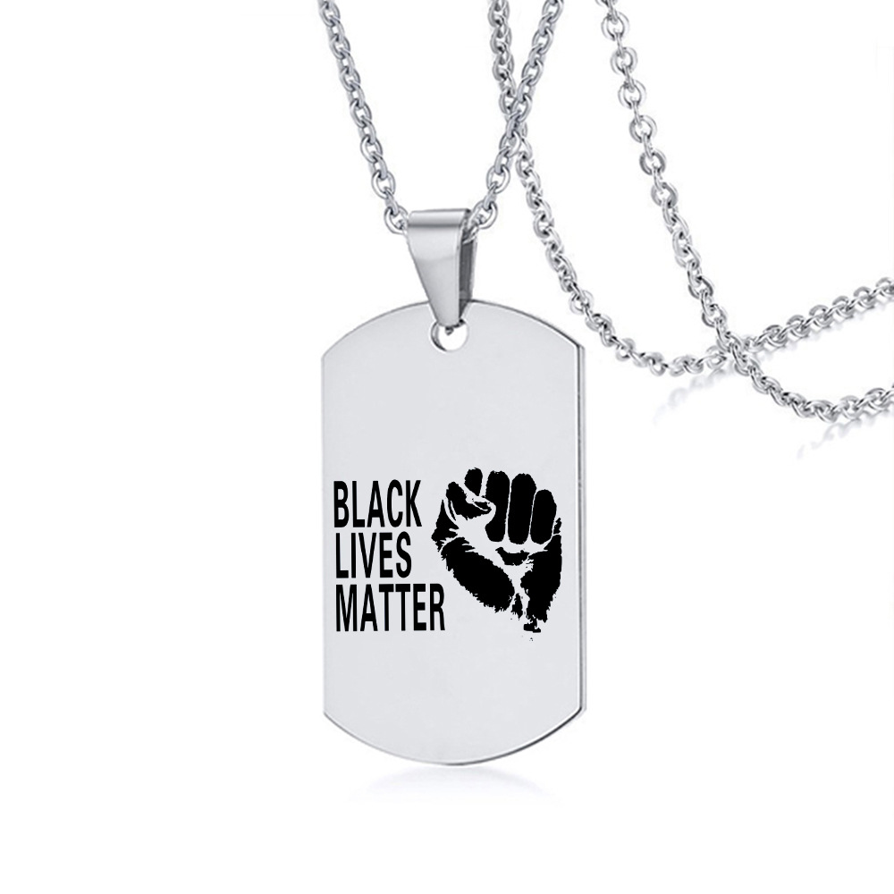 美国抗议 反种族歧视black lives matter 军牌不锈钢项链狗牌项饰