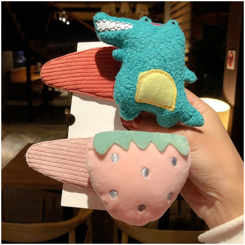 韩版网红大号可爱恐龙水果洗脸发夹少女前额刘海夹bb夹顶夹头饰