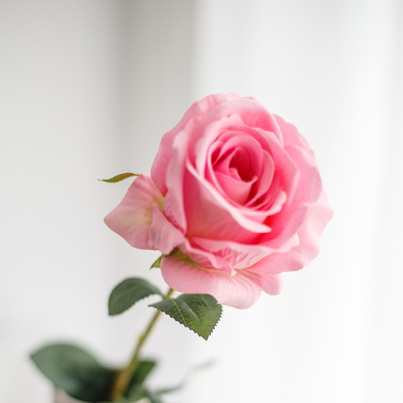 婚庆玫瑰仿真花头单朵大玫瑰花苞绢花假花diy插花装饰花艺