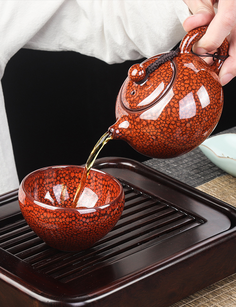 鹧鸪斑窑变天目建盏茶壶家用陶瓷分茶泡茶器手工大号功夫泡茶壶