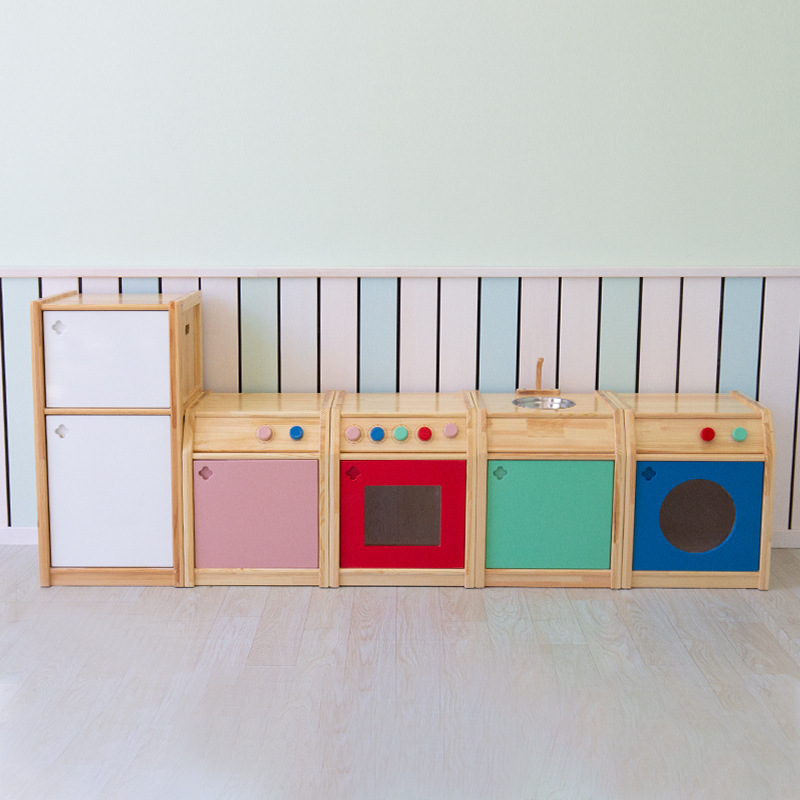 幼儿园娃娃家玩具实木娃娃家厨房五件套木制仿真过家家玩具