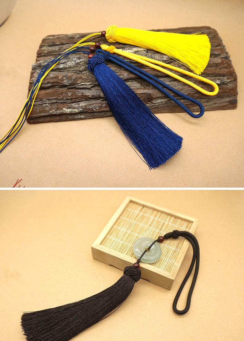 平安扣玉佩挂绳流苏 diy手工饰品配饰车挂摆件文玩把件手绳吊穗子