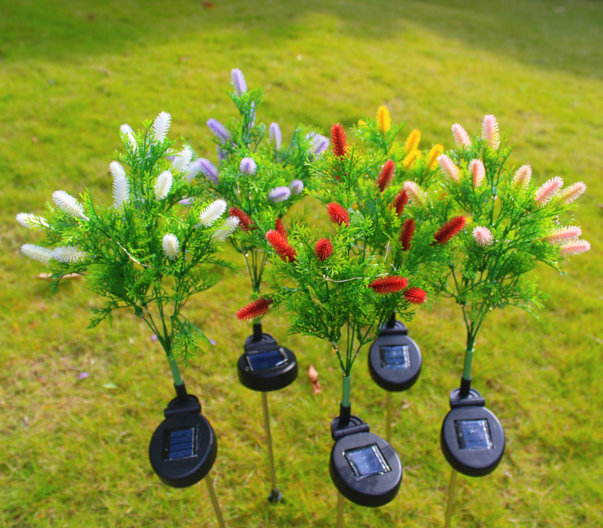 新款太阳能仿真圣诞松浆果15led 彩色花园景观地插草坪灯跨境专供