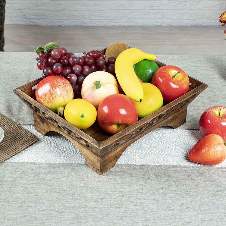 泰国木雕果盘 家居实木缕空水果盘客厅茶几复古
