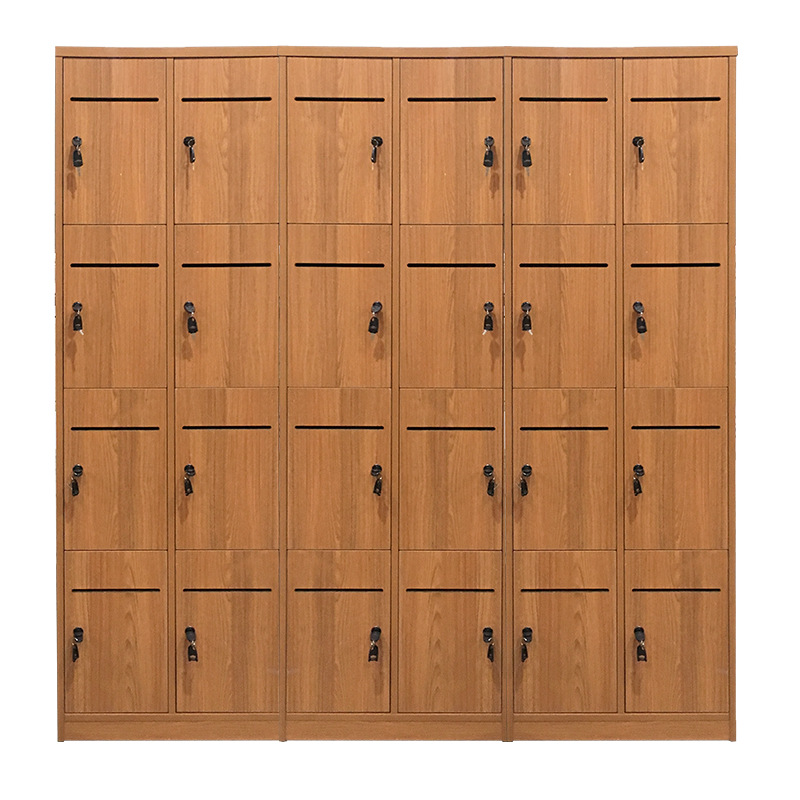【定制钥匙储物柜】24门信箱柜 三胺板信箱柜 定制木纹色储物柜