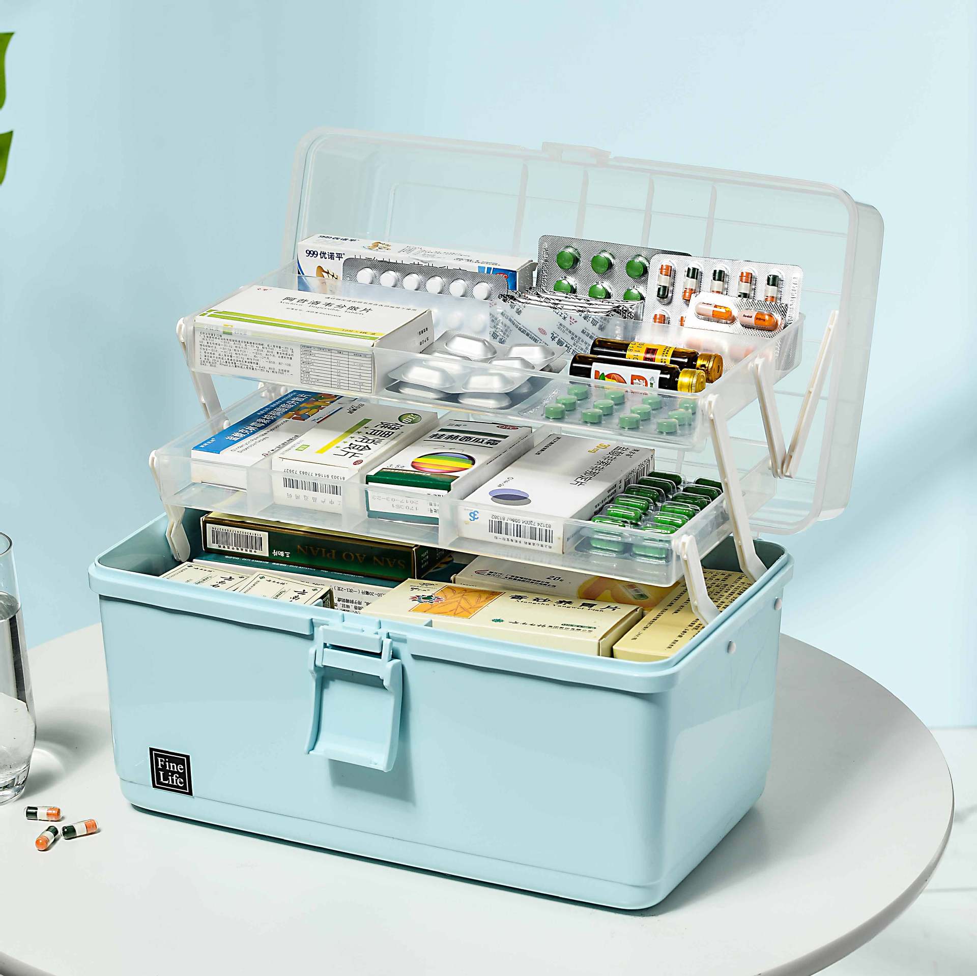 药箱工具箱手套便携式多层收纳箱小孩应急医疗药品收纳箱