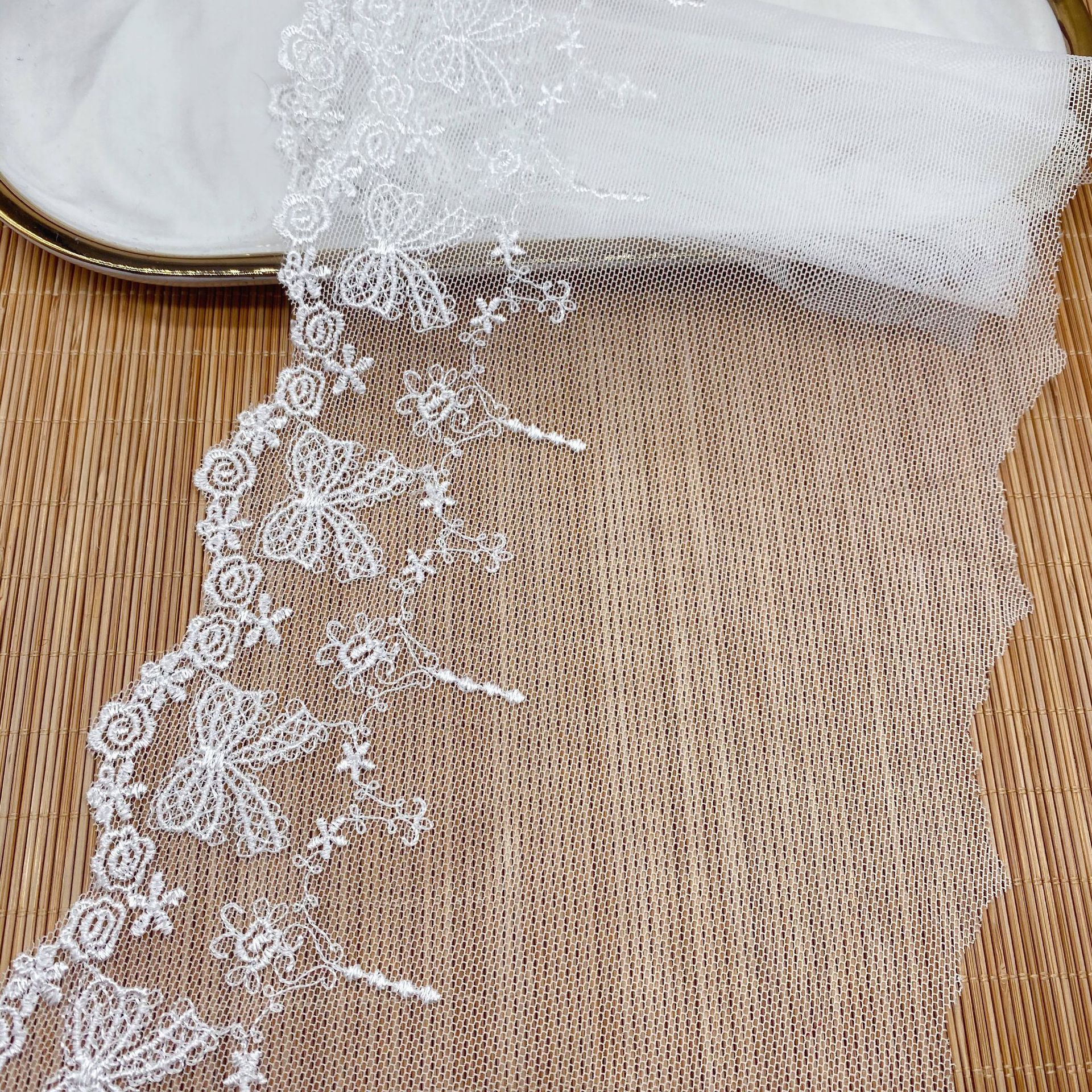 网布水溶刺绣涤纶2股花边蝴蝶结条码lace蕾丝洛丽塔手工装饰现货