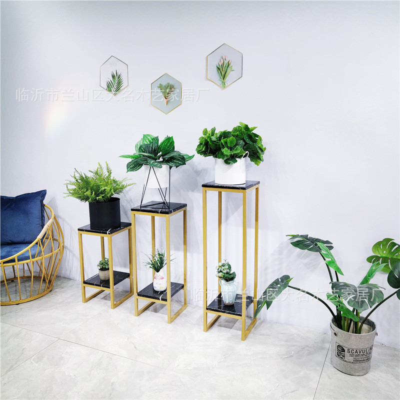 Nordic Indoor Anti-Marble Top Flower Stand Light Luxury Living Room Flower Stand Balcony Decoration Flower Stand TV Cabinet Plant Stand