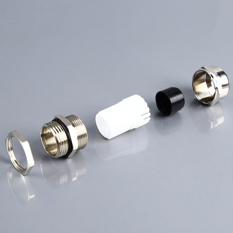 直通型金属电缆防水接头螺纹pg9/m20/m50黄铜镀镍 电缆防水接头