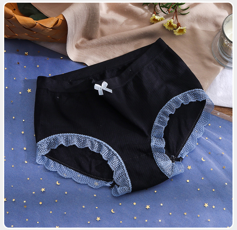 2020新款乳酸优c裤 日系少女中腰蕾丝石墨烯三角裤超弹大码抗菌裤