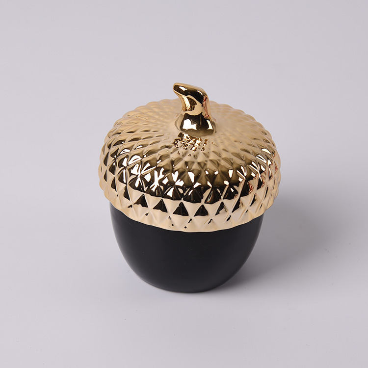 金色松果密封罐陶瓷茶叶罐 糖罐 香料罐厨房潮品陶瓷收纳家居摆件