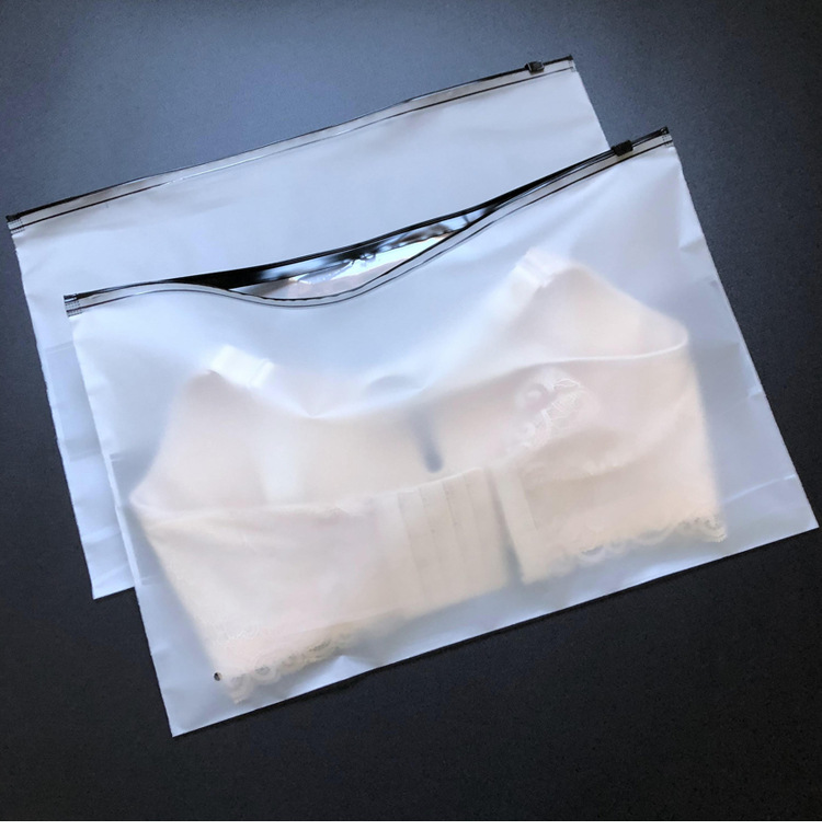 定做pe文胸拉链袋透明磨砂18c加厚高档内衣包装袋黑色塑料袋自封