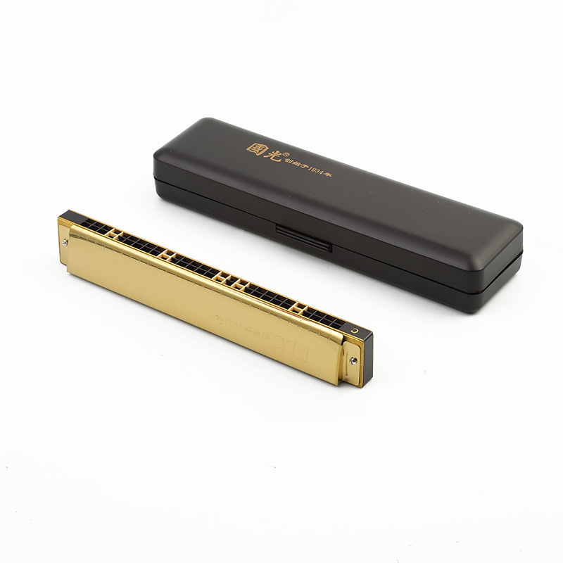 上海国光28孔复音加厚版高级口琴c调成人自学宽音域专业演奏口琴