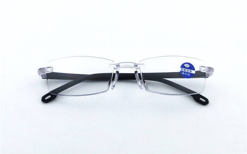 老花镜自动变焦无度数对焦老光眼镜无框切边老人老视镜批发