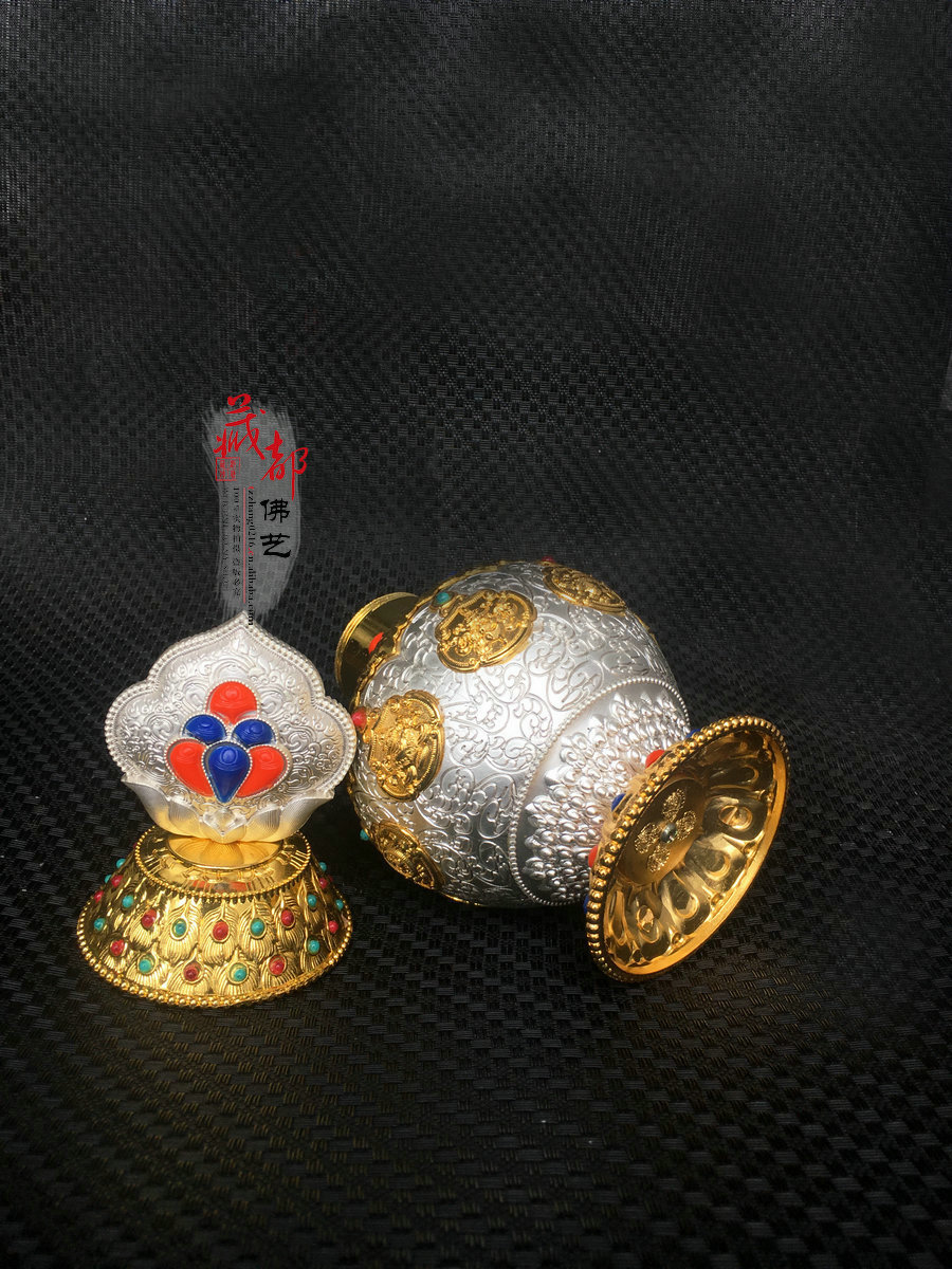 藏传佛教合金八吉祥宝瓶摩尼宝瓶财神宝瓶可装藏礼佛摆件大号