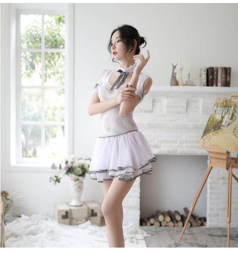 8561一件代发情趣内衣新娘制服白色蕾丝清纯甜美婚纱性感透明公主