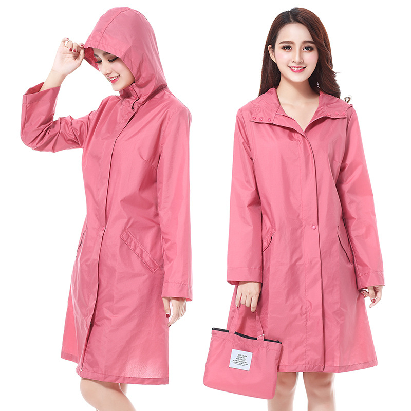 成人女士长款雨衣新款时尚走路旅行修身韩式小清新雨衣外套