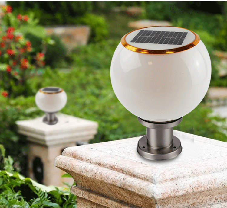 太阳能柱头灯户外led圆形柱子灯花园小区院子阳台围墙头门柱灯-阿里巴