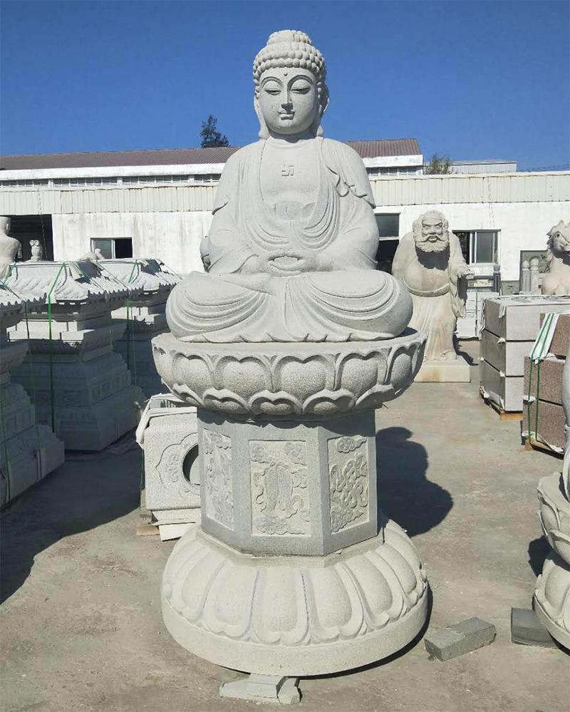 石雕释迦牟尼佛花岗岩汉白玉佛像佛祖寺庙宗祠佛像雕塑供奉莲花座
