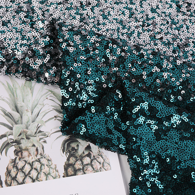 亮片渐变蕾丝绣花布 金片绣布料 亮片绣珠片弹力面料婚纱礼服面料