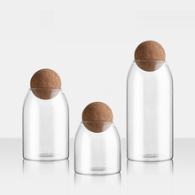圆球软木塞玻璃罐茶叶密封吧台储物花果茶咖啡豆展示瓶家用罐