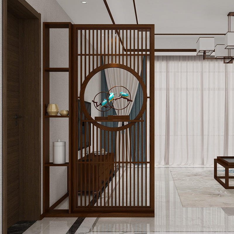 新中式屏风隔断客厅进门家用遮挡入户移动摆件实木玄关屏风家具