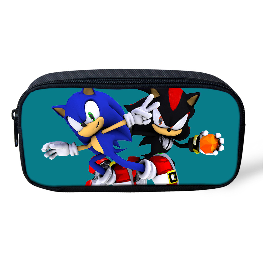新款卡通sonic游戏铅笔盒收纳袋笔袋定制培训班logo文具跨境货源