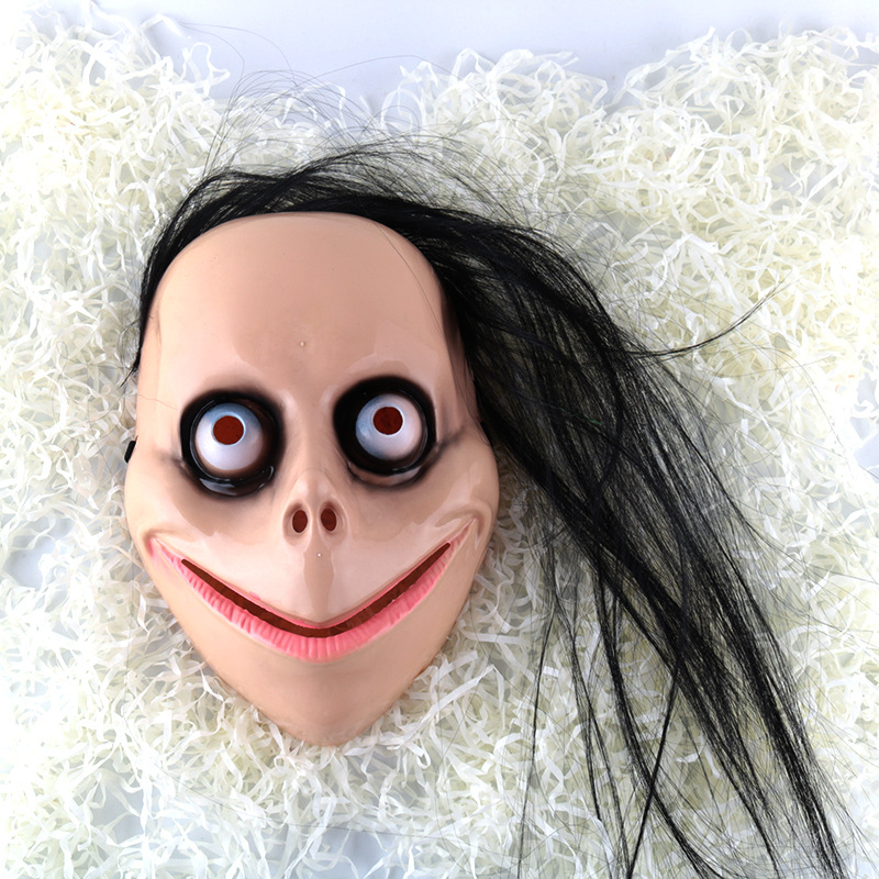 新款儿童面具cos化装舞会女鬼带发面具夜店酒吧恐怖momo万圣面具