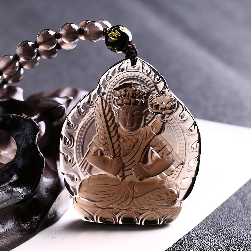 俊沅天然黑曜石虚空藏菩萨吊坠生肖守护神属虎牛本命佛男款女款