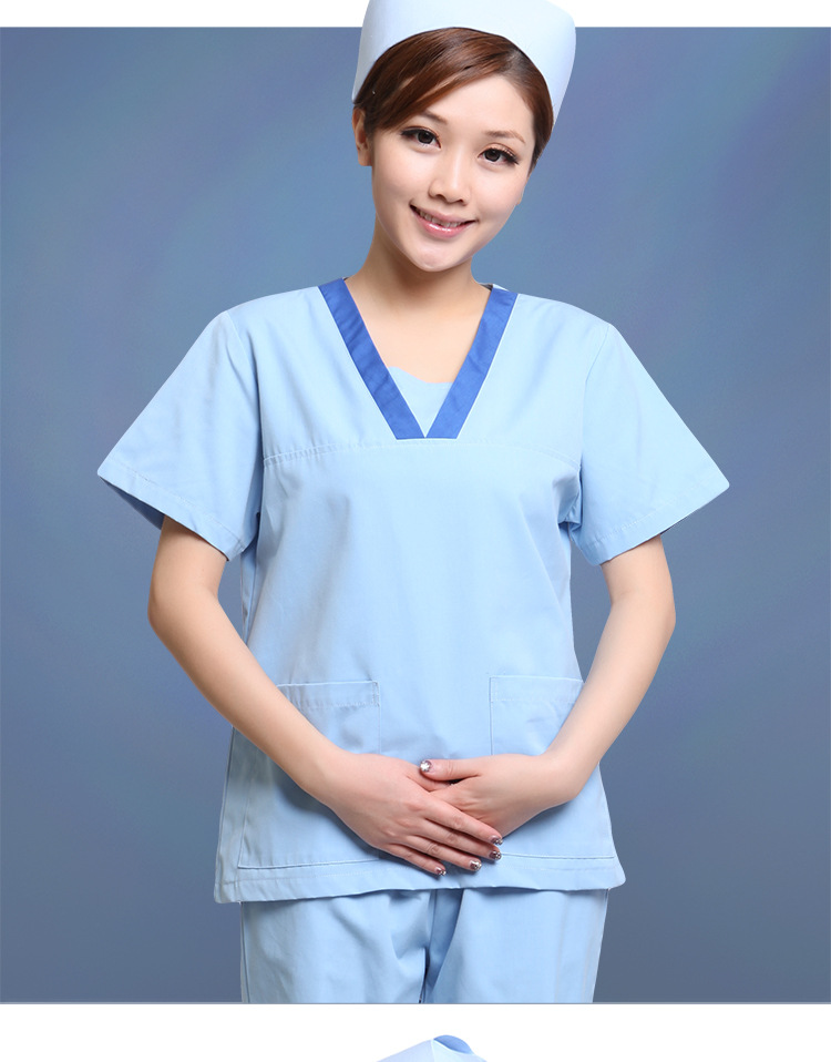 铂雅手术衣女一套浅蓝色休闲手术室工作衣8016