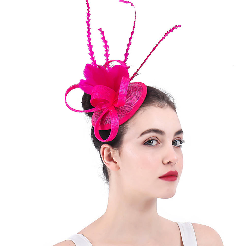 枚红色小礼帽头饰菲律宾麻纱新娘高端头饰名媛淑女宴会场合头饰