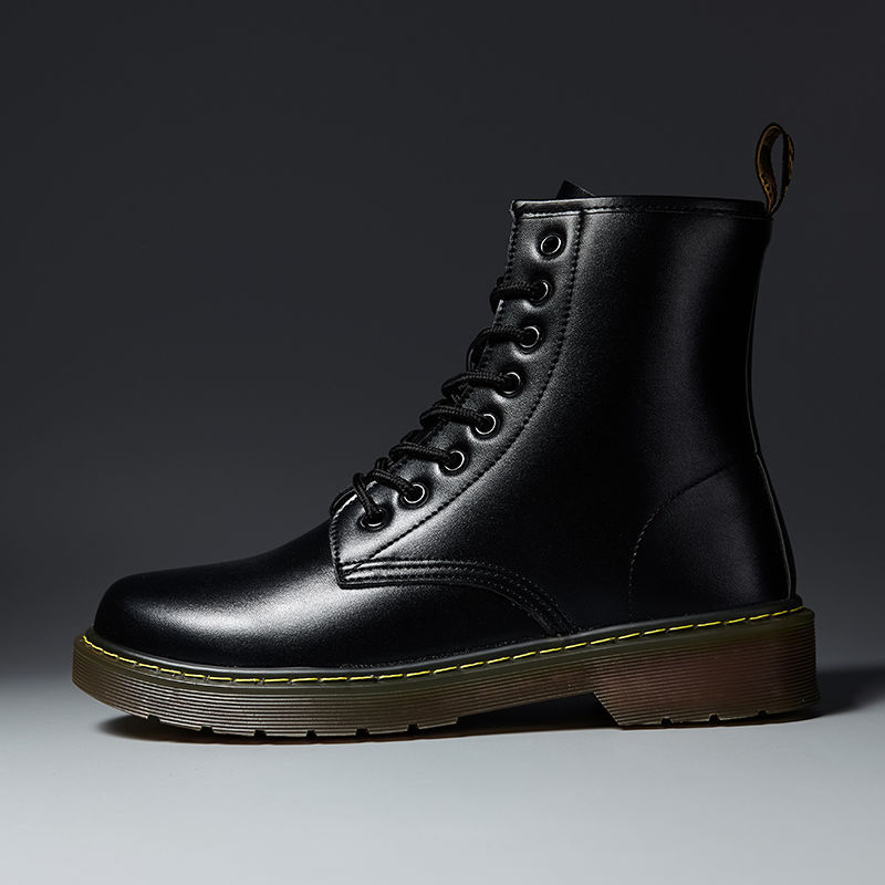 秋季男鞋皮靴男士骑士靴机车男靴马丁靴高帮潮鞋百搭工装黑色男靴
