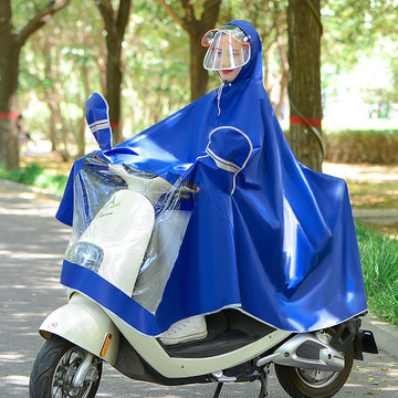 厂家供应电动车摩托车雨披双帽檐加大加厚牛津布 雨衣雨披