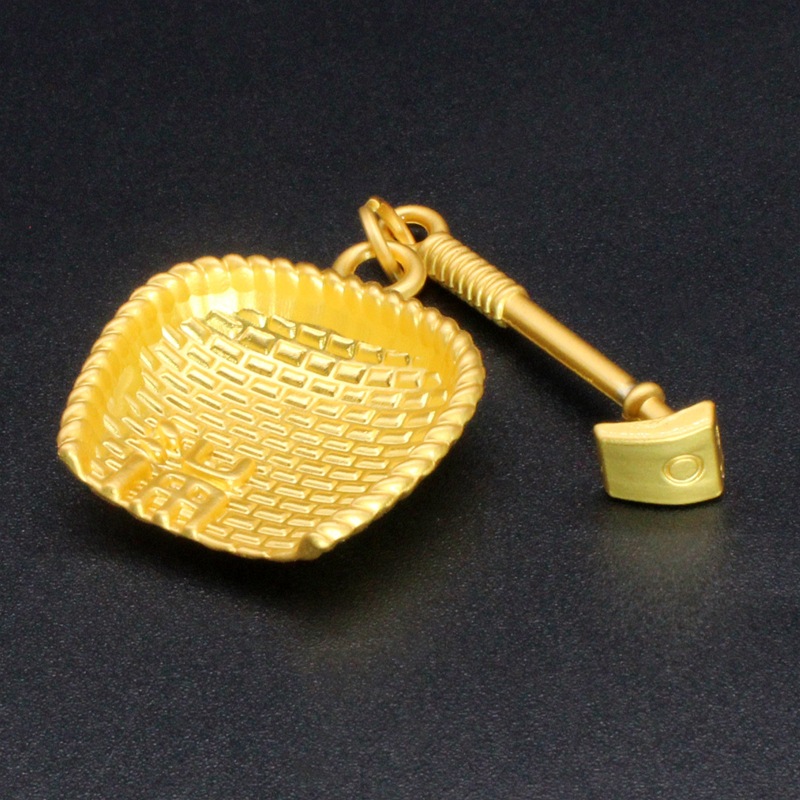 古法老金工艺合金压铸吊坠民族风diy饰品配件簸箕锄头挂件001