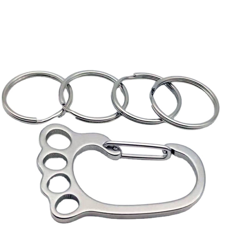 Factory Direct Supply Non-Magnetic Stainless Steel Ankle Keychain Spot Spring Hooks Outdoor Anti-Rust Car Keychain