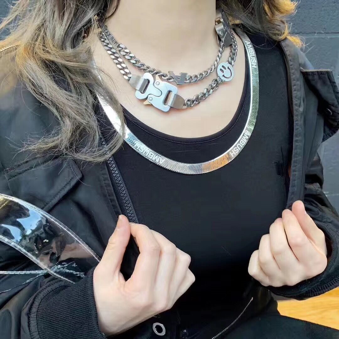 1017 alyx 9sm 工业机能风钛钢项链 男女嘻哈潮人金属扣英雄项链