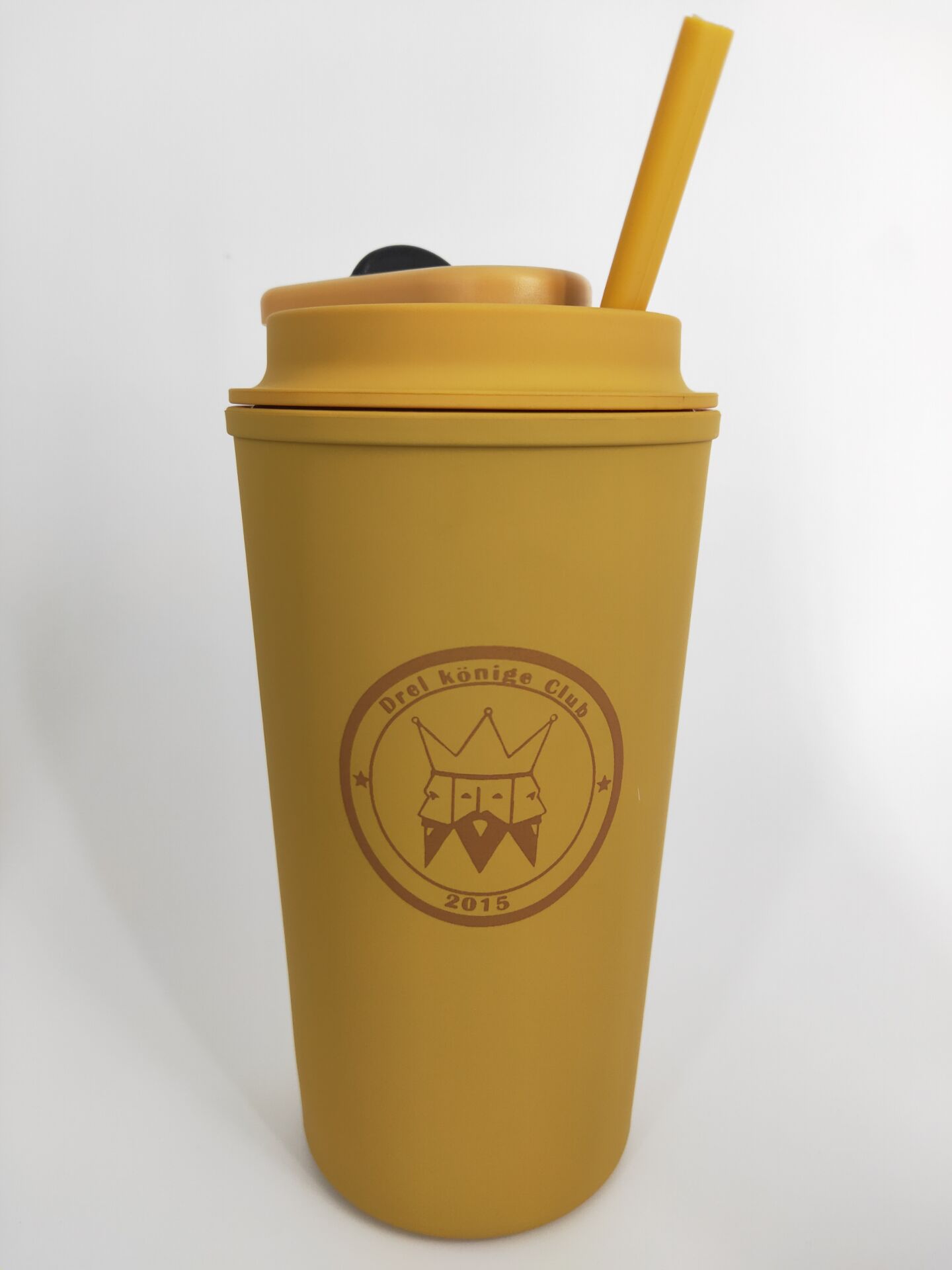 新款塑料咖啡杯新款吸管咖啡杯双层隔热pp咖啡杯 个性定制杯