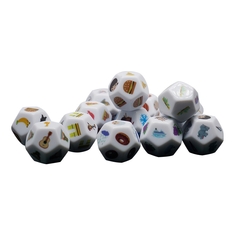工厂直销 定制12面骰子彩色印刷 益智玩具游戏 礼品套装 玩具配件