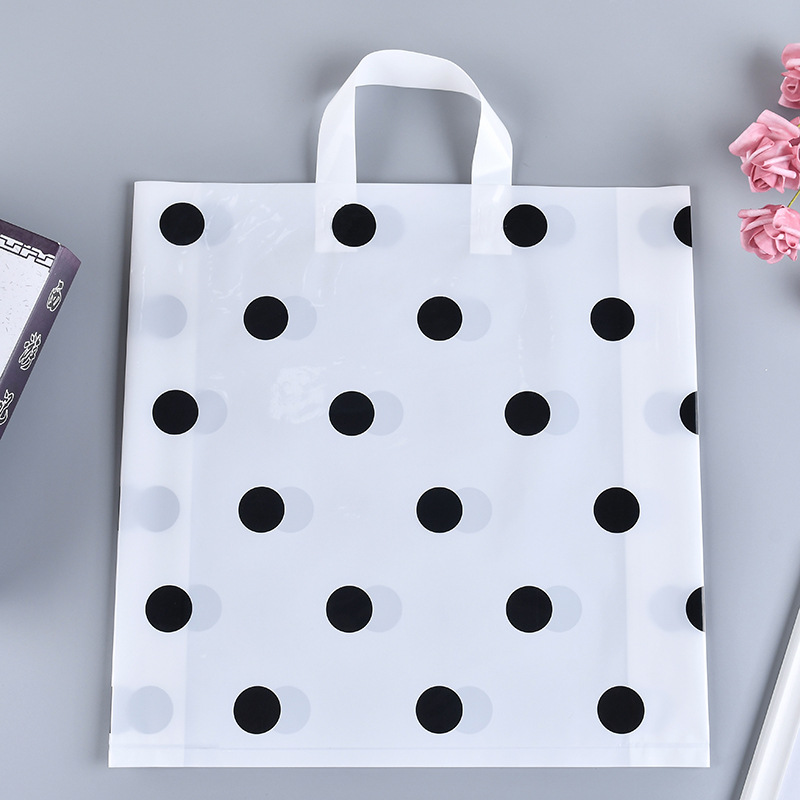 现货简约小圆点pe磨砂塑料手提袋服装店伴手礼品包装购物胶袋