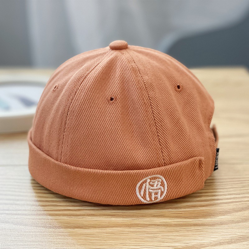 日系个性圆顶中文字母刺绣儿童瓜皮帽子 潮范宝宝太子帽地主帽