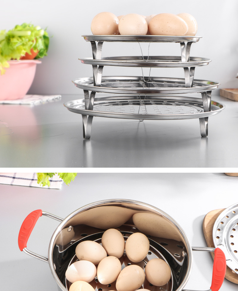 不锈钢蒸架折叠三脚隔水蒸笼架家用电饭煲电饭锅高脚折叠蒸格