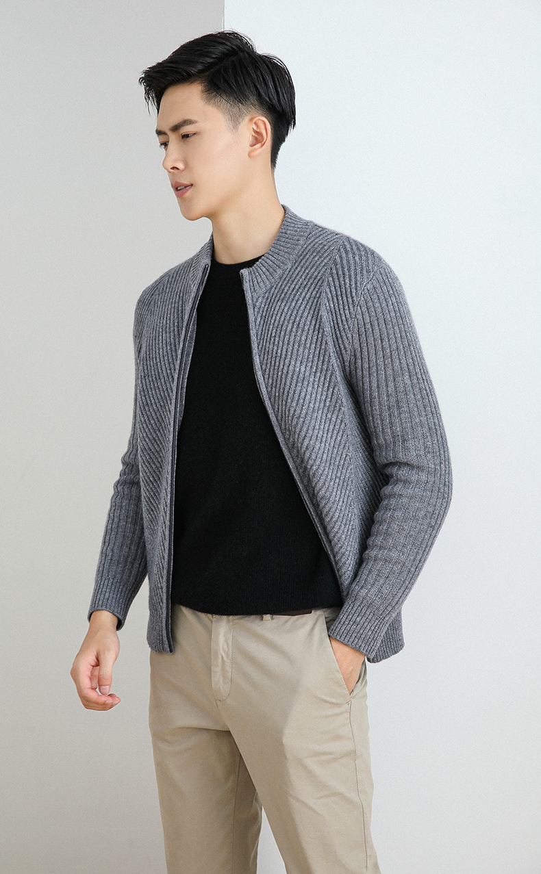 男装羊绒衫中青年新品山羊绒开衫男厚款2020秋冬休闲韩版羊毛外套