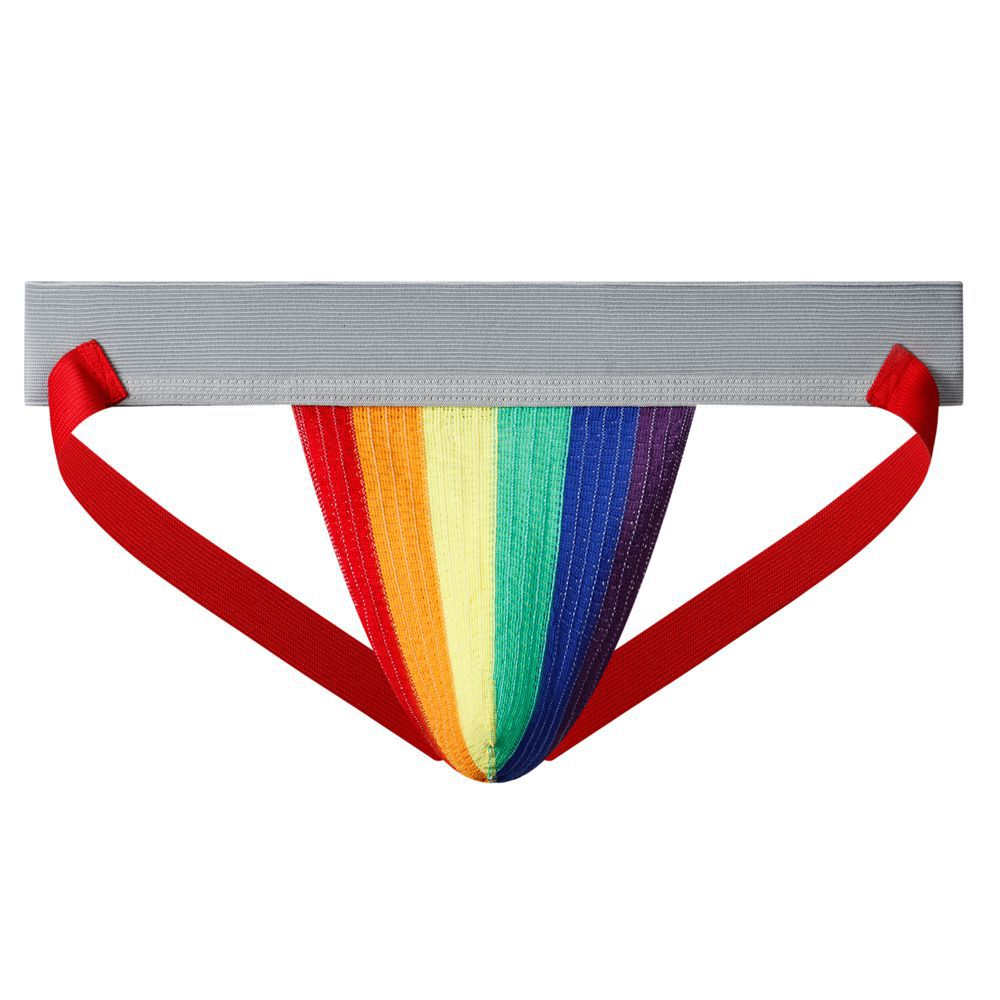 jockmail彩虹色双丁字裤男内裤健身运动网孔棉透气低腰潮流性感