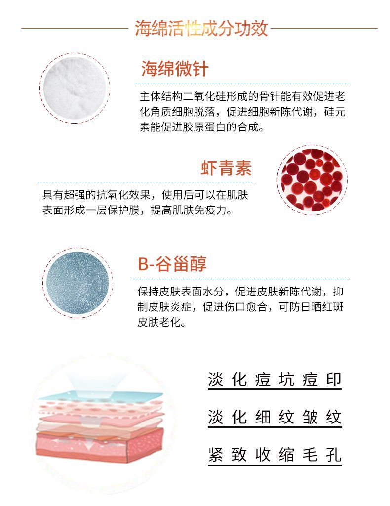70%含量植物海绵微针海藻矽针粉原料祛痘排毒焕肤轻医美皮肤管理