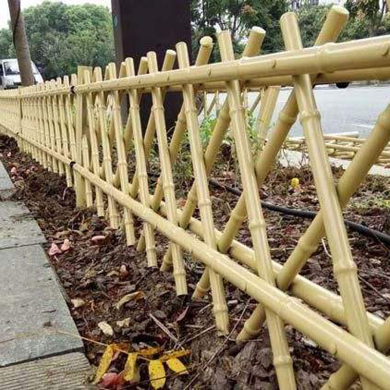 小区绿化景观园林竹篱笆围栏不锈钢仿竹护栏花园草坪隔离竹节护栏